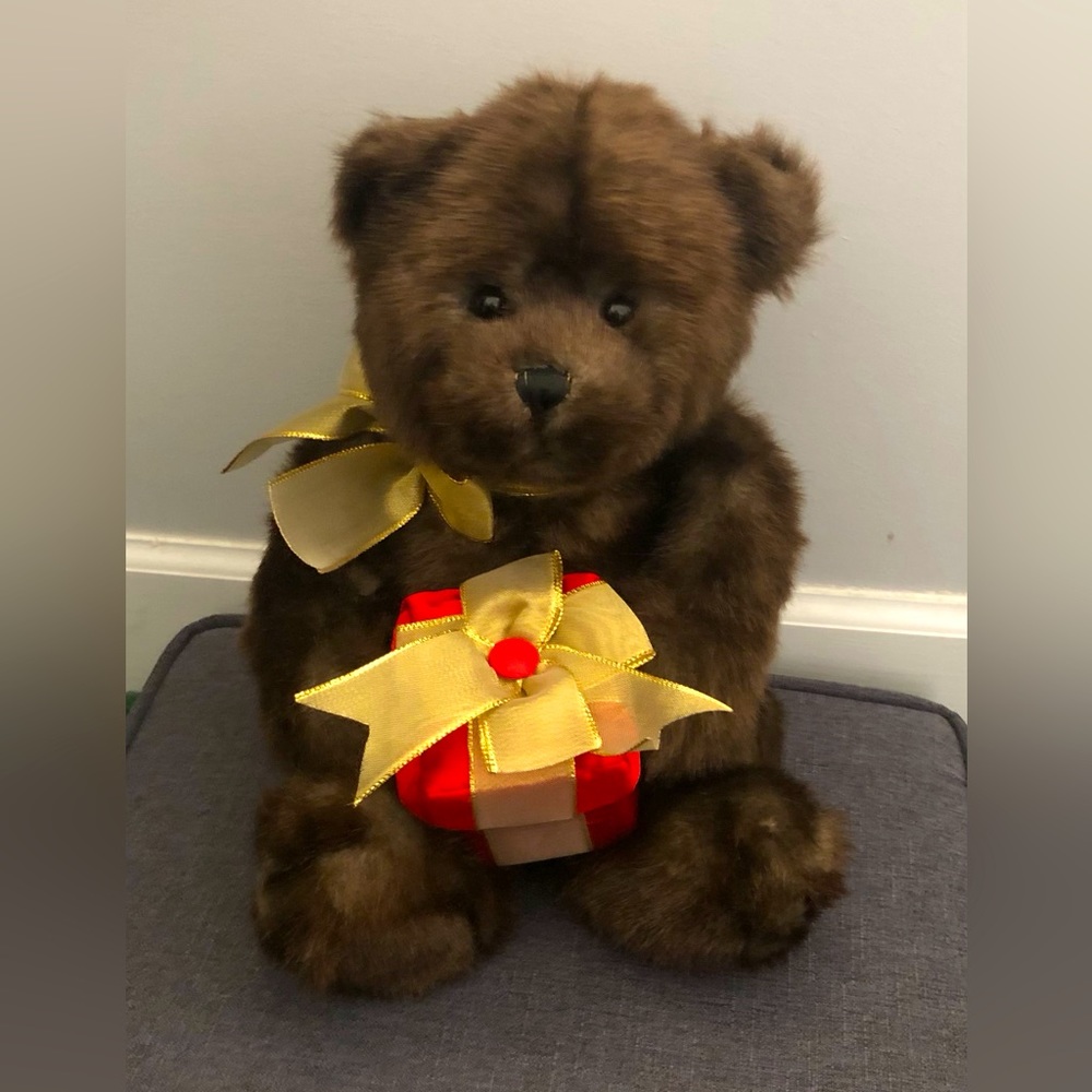 GUND Teddy Bear Plush holding gift box